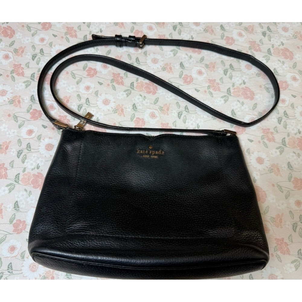 Kate Spade New York‎ Black Pebbled Leather Crossbody Shoulder Bag Purse